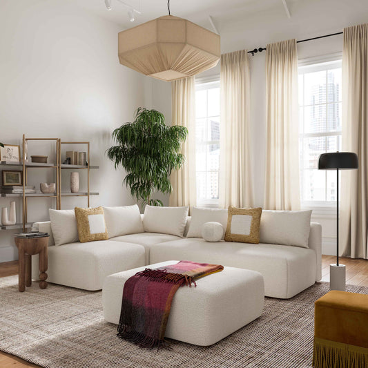 Hangover - 145" Long Boucle Sofa - Cream