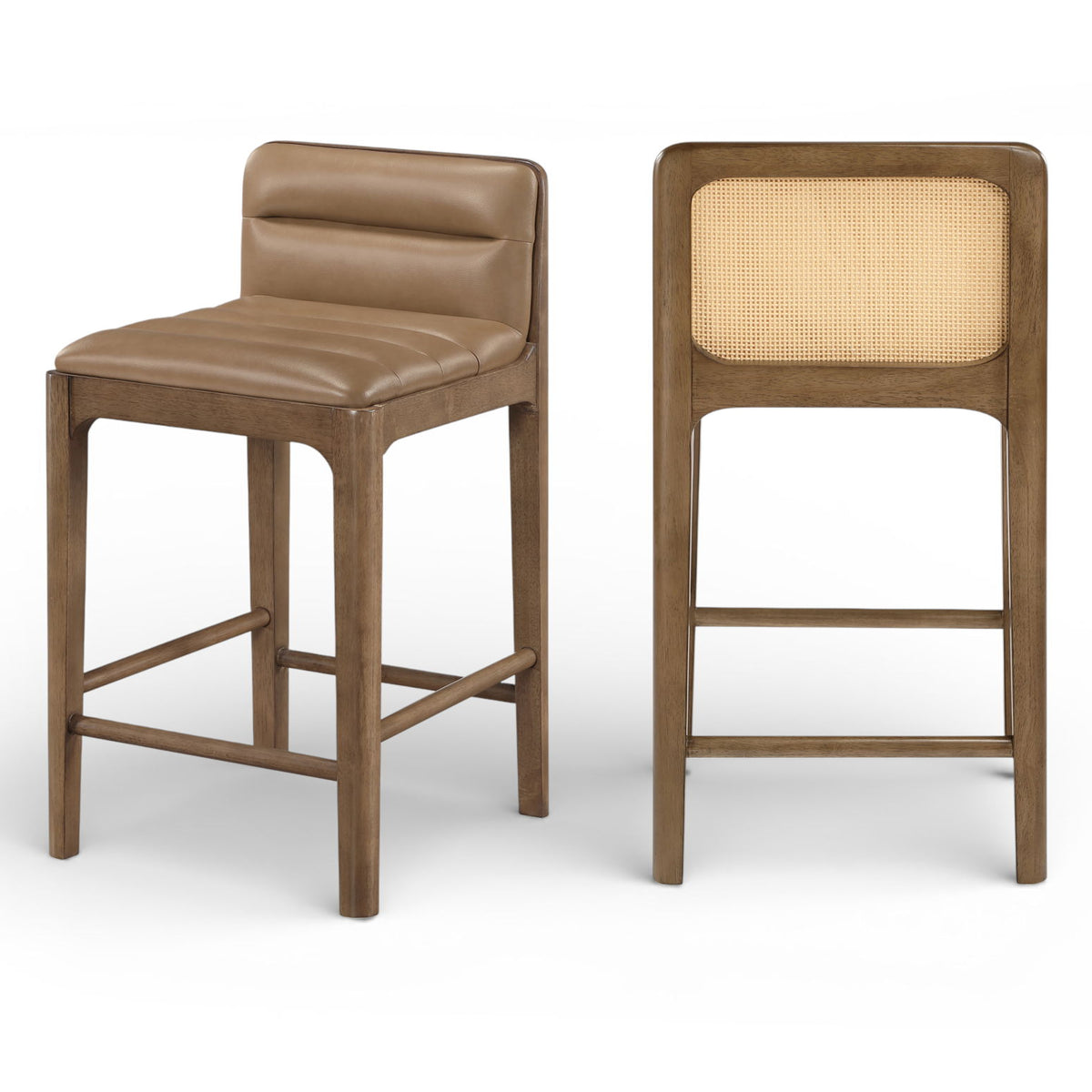 Ellis - Vegan Leather Upholstered Counter Stool (Set of 2) - Tan