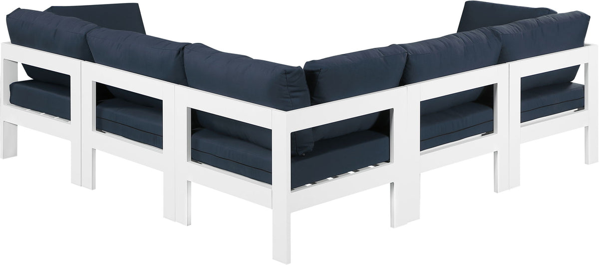 Nizuc - Outdoor Patio 5 Piece Modular Sectional With White Frame
