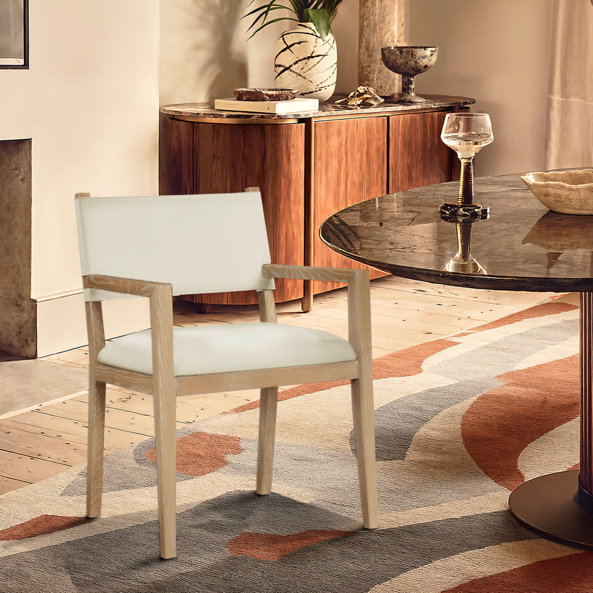 Avon - Vegan Leather Dining Arm Chair