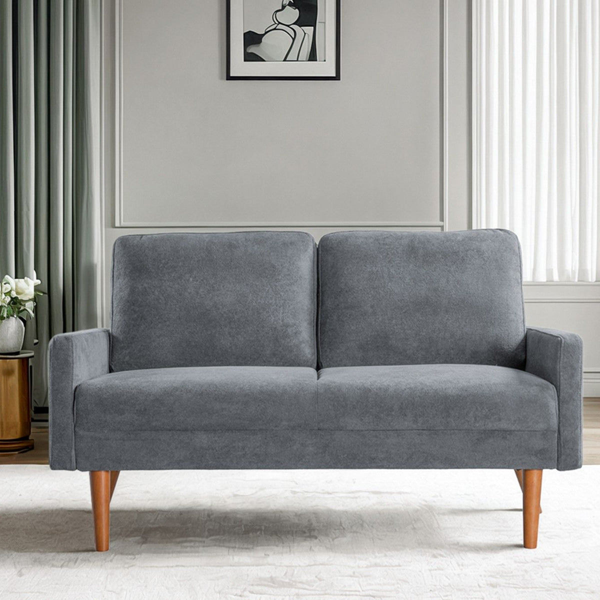 Loveseat Sofa, European Style With Sleek Design, Modern & Vintage Flair, Upholstered 2 Seater Couch