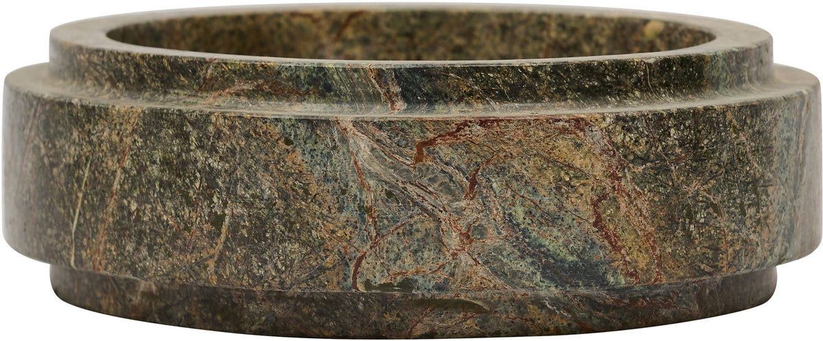Parsons genuine marble bowl, green stone with wide base and rounded outer lip