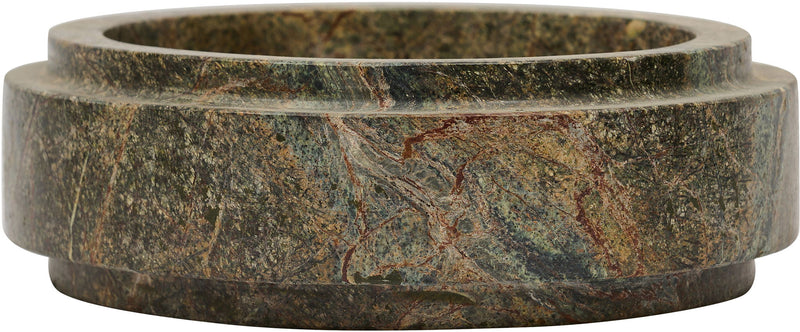 Parsons genuine marble bowl, green stone with wide base and rounded outer lip