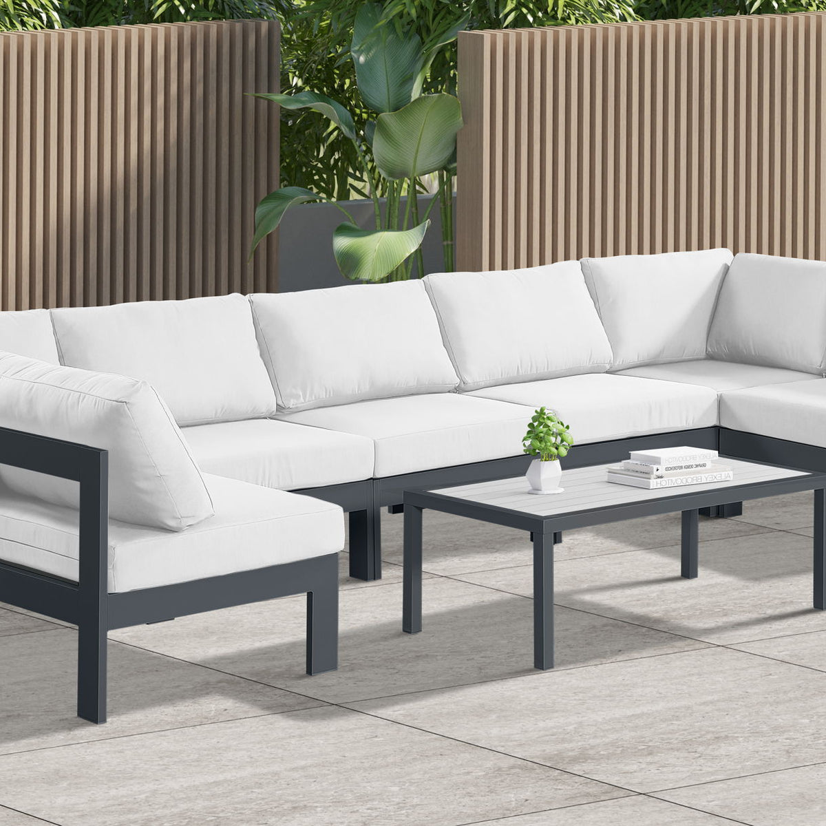 Nizuc - Outdoor Patio 7 Piece Modular Sectional With Gray Frame