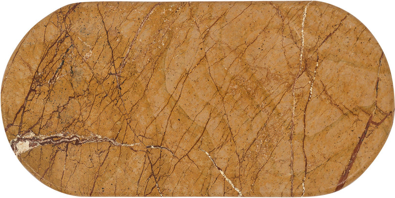 Genuine marble tray, amber orange oval with dramatic dark veining