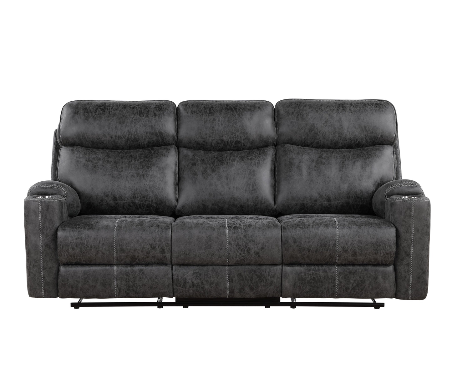 Hirah - Manual Recliner Sofa With Cupholder Function - Dark Gray