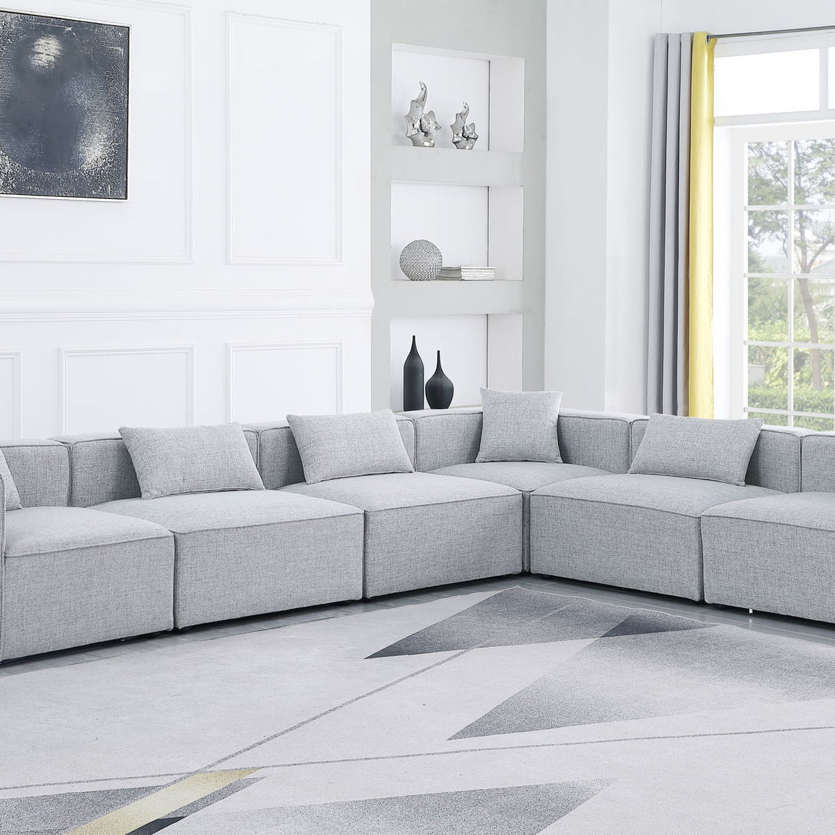 Cube - Linen 6 Piece Modular Corner Sectional