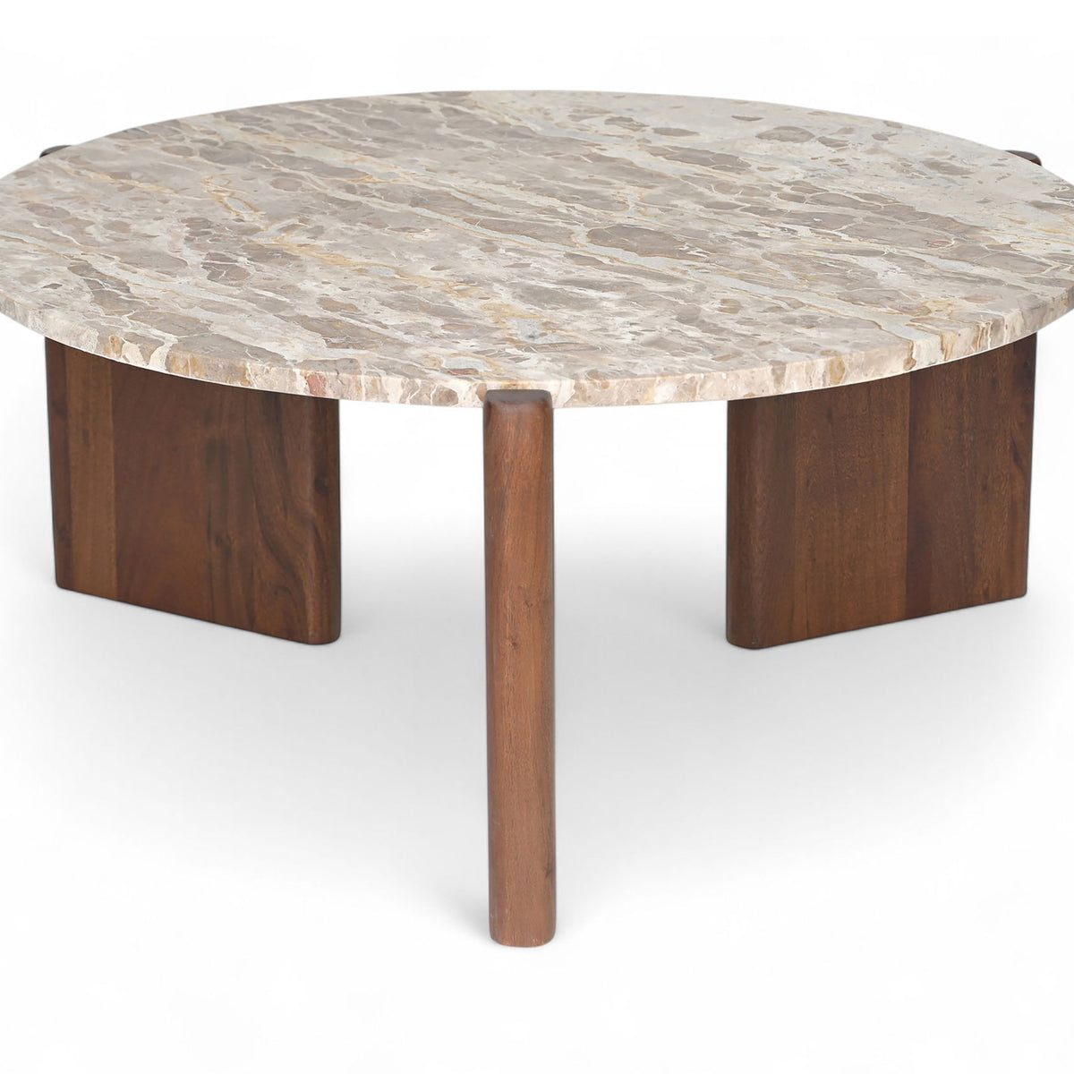Varenna - Marble Top And Acacia Wood Base Coffee Table - Beige