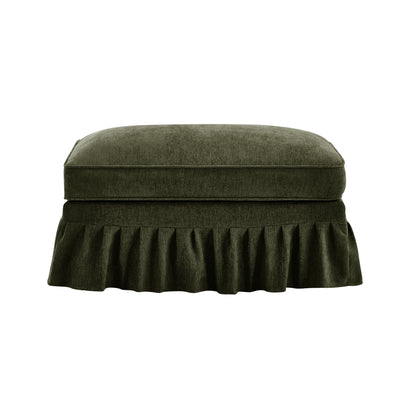 Chenille Ottoman - Green Chenille