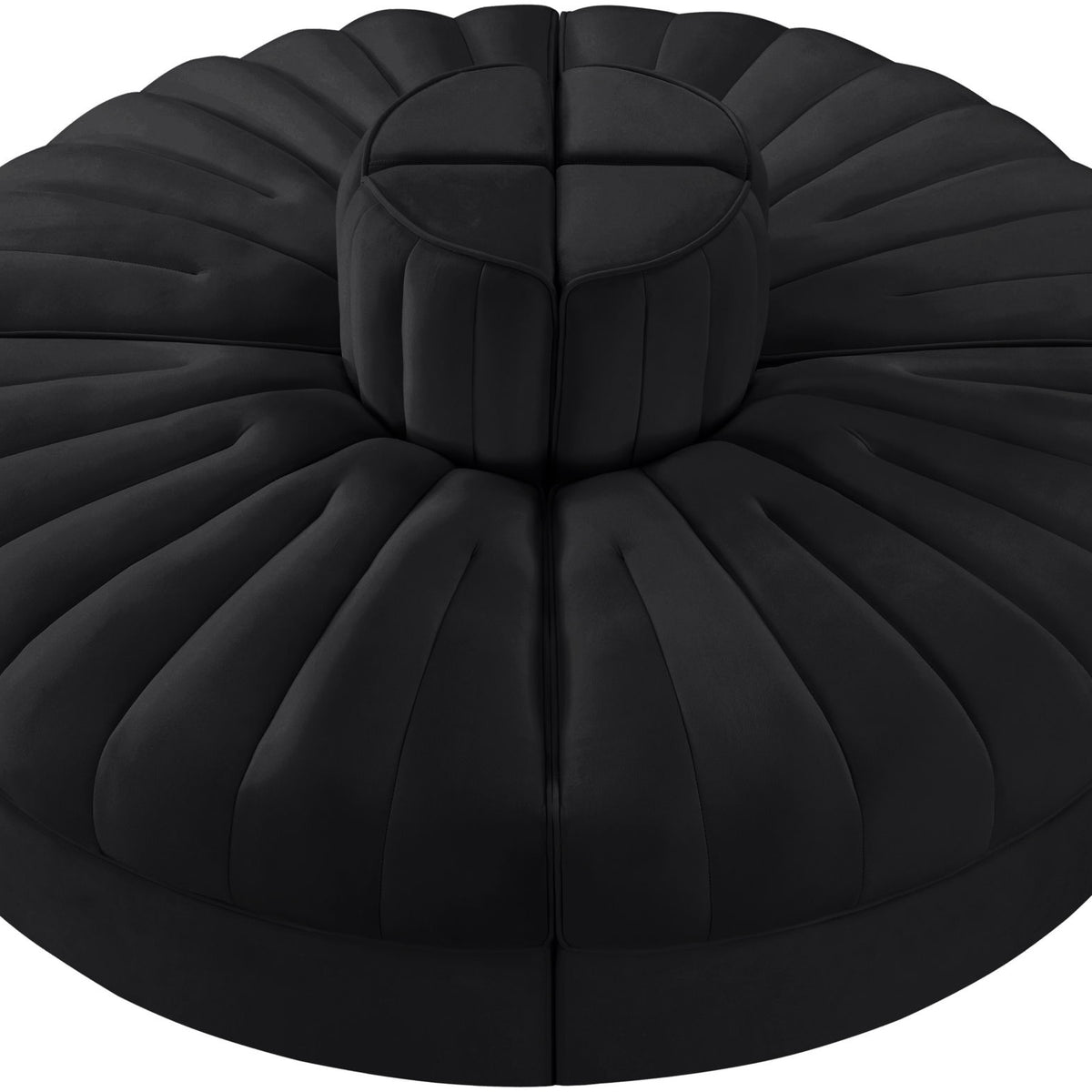 Rummi - Round Velvet Performance Fabric Upholstered 4 Piece Modular Sofa