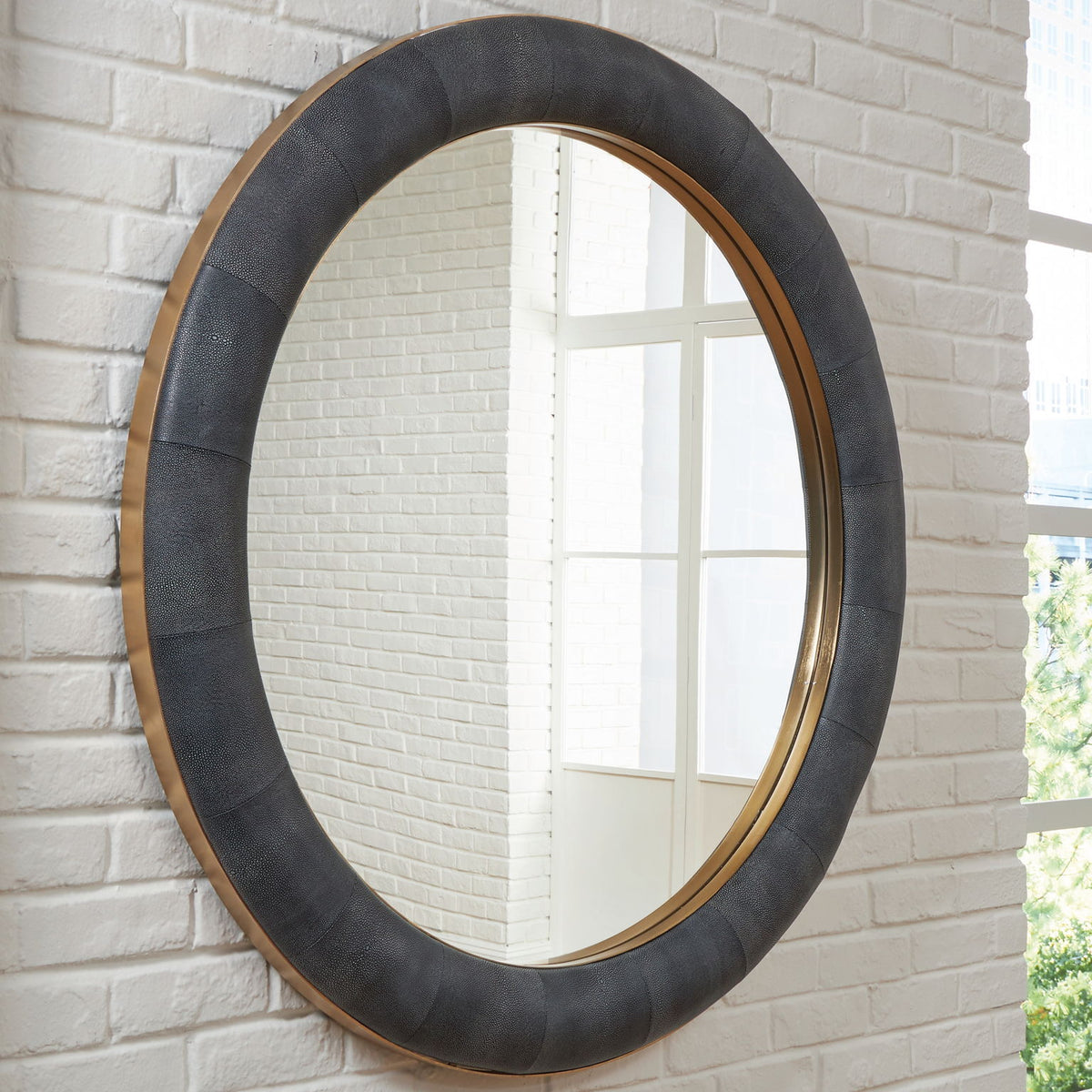 Corinsworth - Accent Mirror - Charcoal / Brass Finish