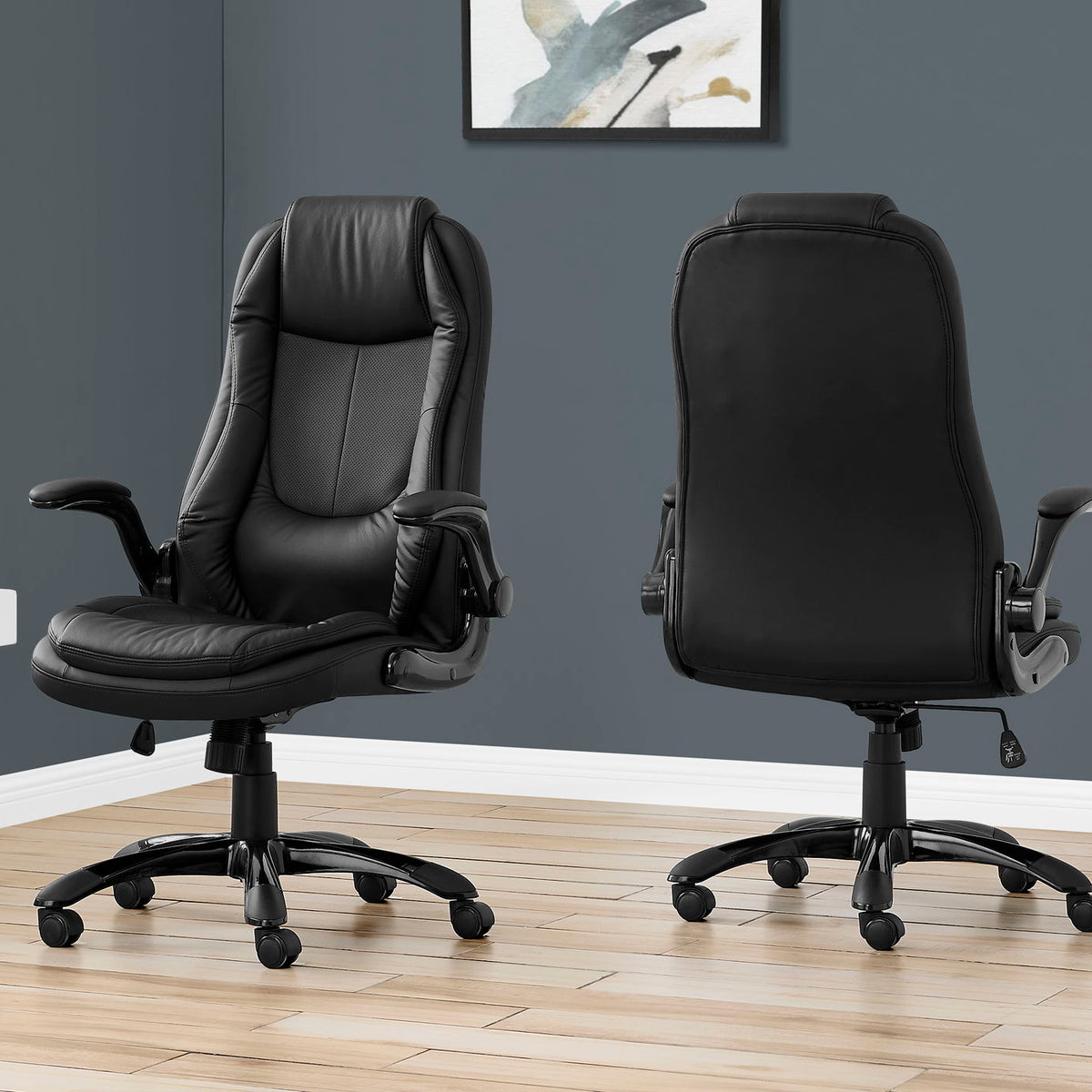 Office Chair, Adjustable Height, Swivel, Ergonomic, Armrests, Contemporary & Modern - Black
