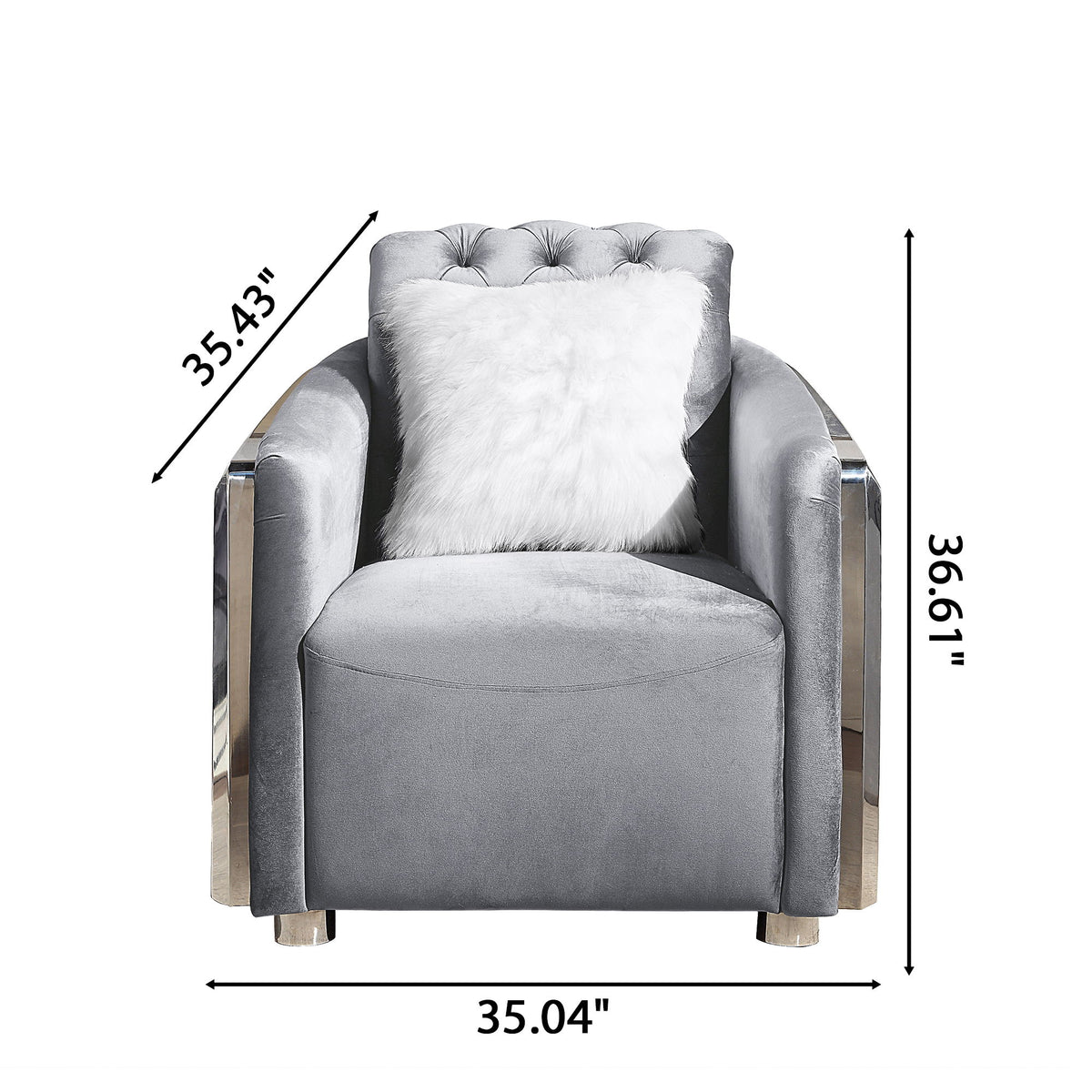 Accent Chair With Button Tufted Diamond Grid & 1 Pillow For Living Room