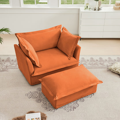 Set of 2 Slipcovered Chenille Armchairs - Orange Chenille