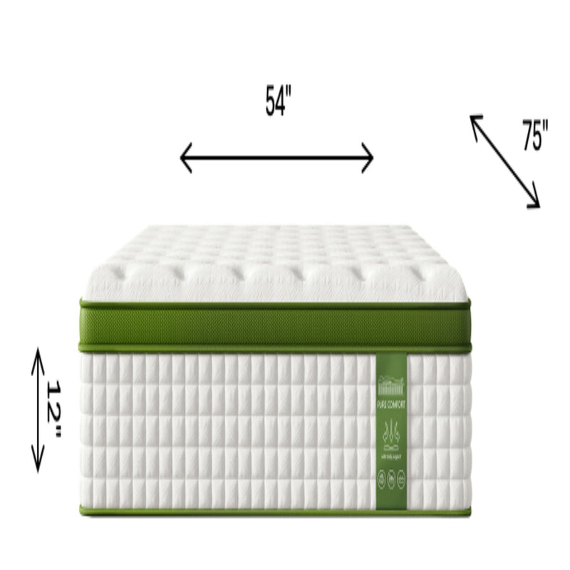 12" Hybrid Mattress With Gel Memory Foam & Pocket Springs - Green - Full