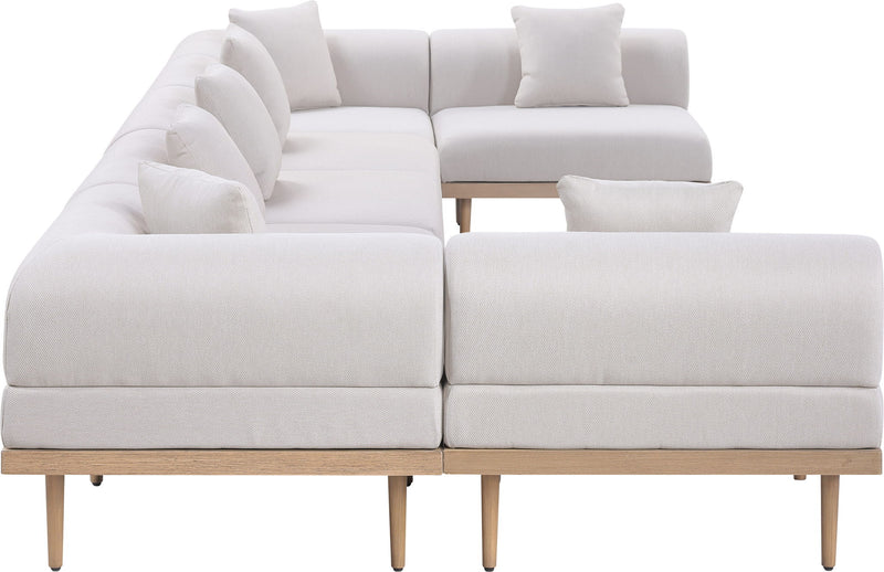 Laguna - 7 Piece Resilient Water Resistant Fabric 142" Upholstered Outdoor Patio Modular Sectional