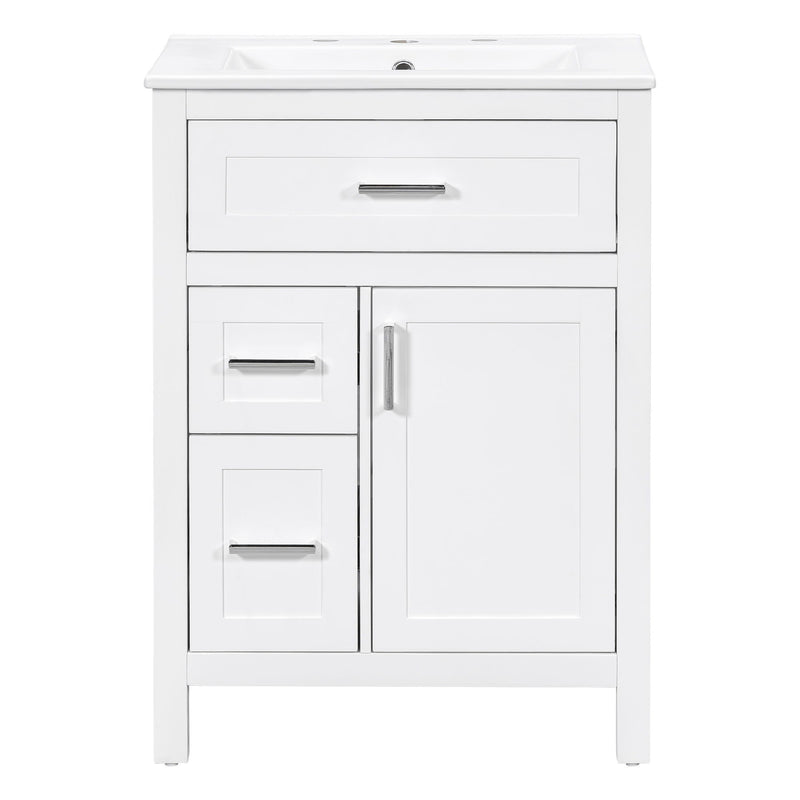 Modern Bathroom Vanity With Sink, Flip Drawer & 2 Drawers, Soft Close Hinges, Adjustable Shelf