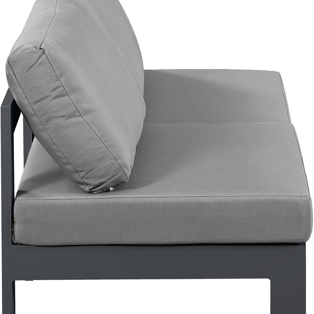 Nizuc - Outdoor Patio 2 Seat Armless Modular Sofa With Gray Frame