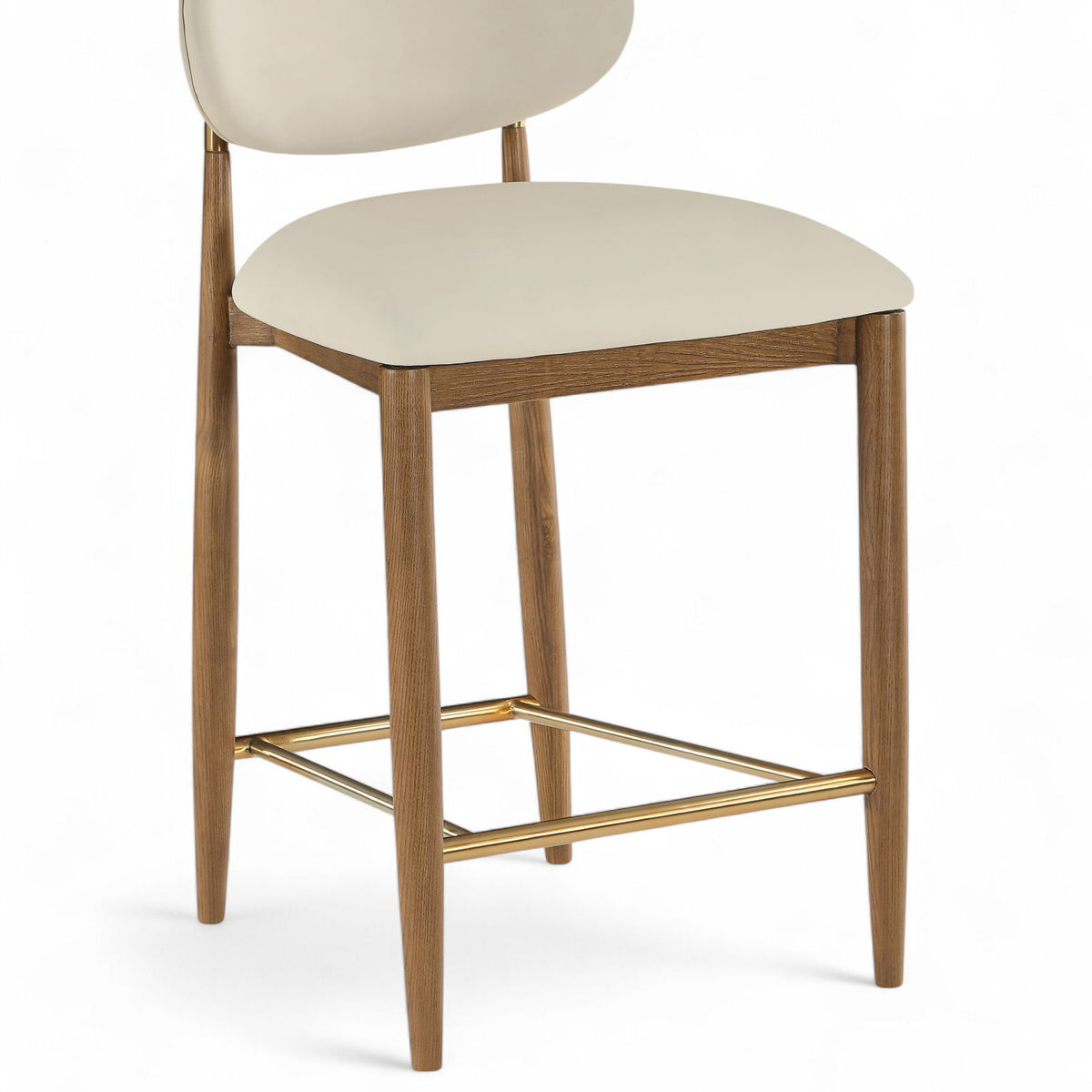 Riccio - Stool - Walnut And Gold Frame
