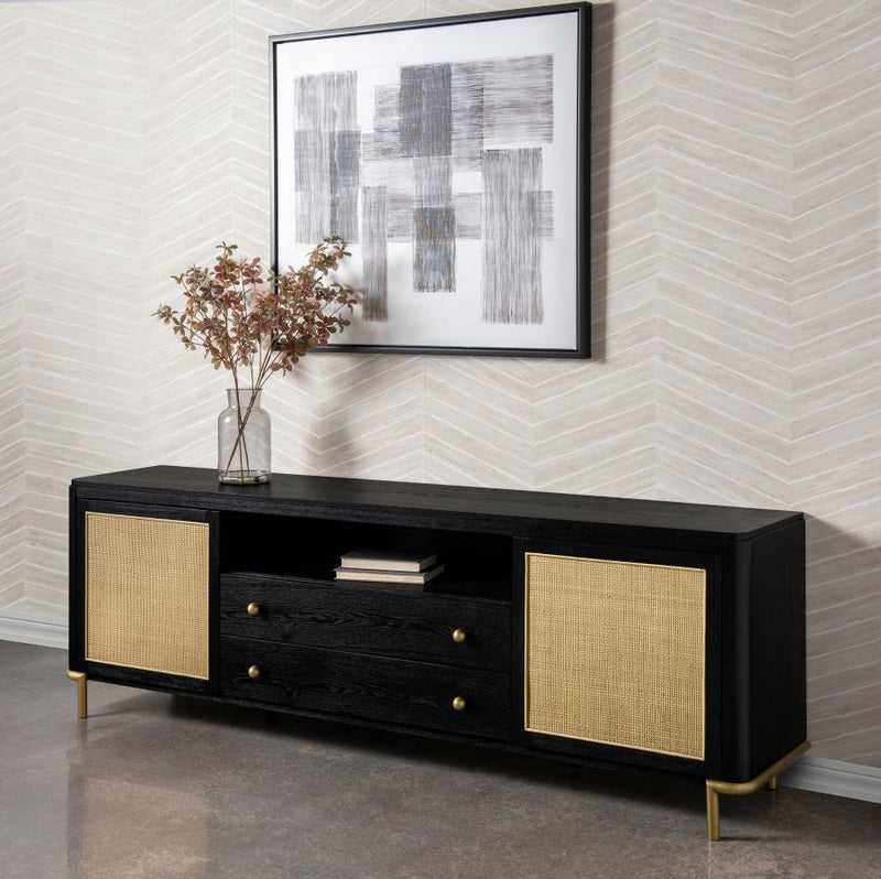 Arini - Rattan Cane 2-Door TV Stand Media Console