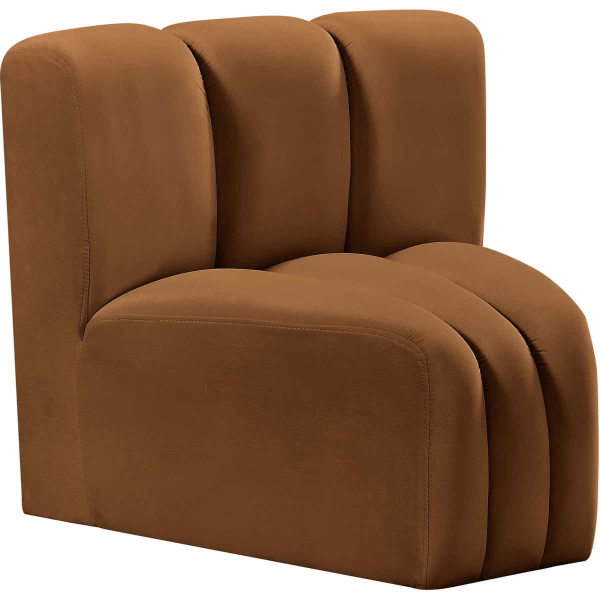 Arc - Velvet Curved Corner Chair - Saddle