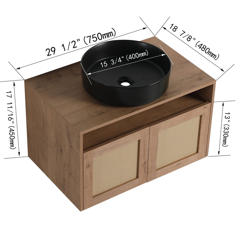 Bathroom Vanity & Art Sink, 2 Soft Close Doors, Float Mounting Design