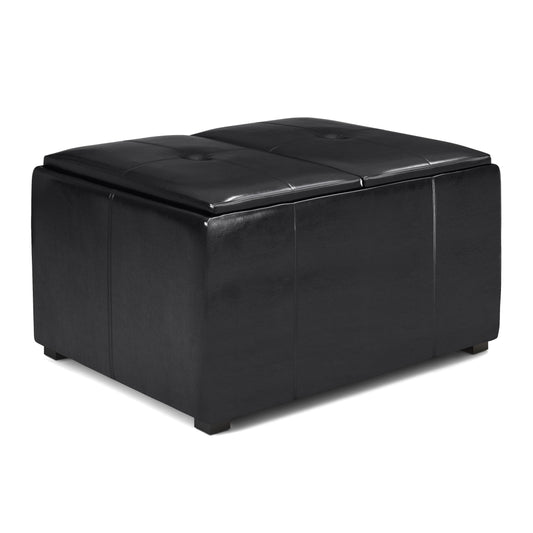 Avalon - Small Coffee Table Storage Ottoman - Midnight Black