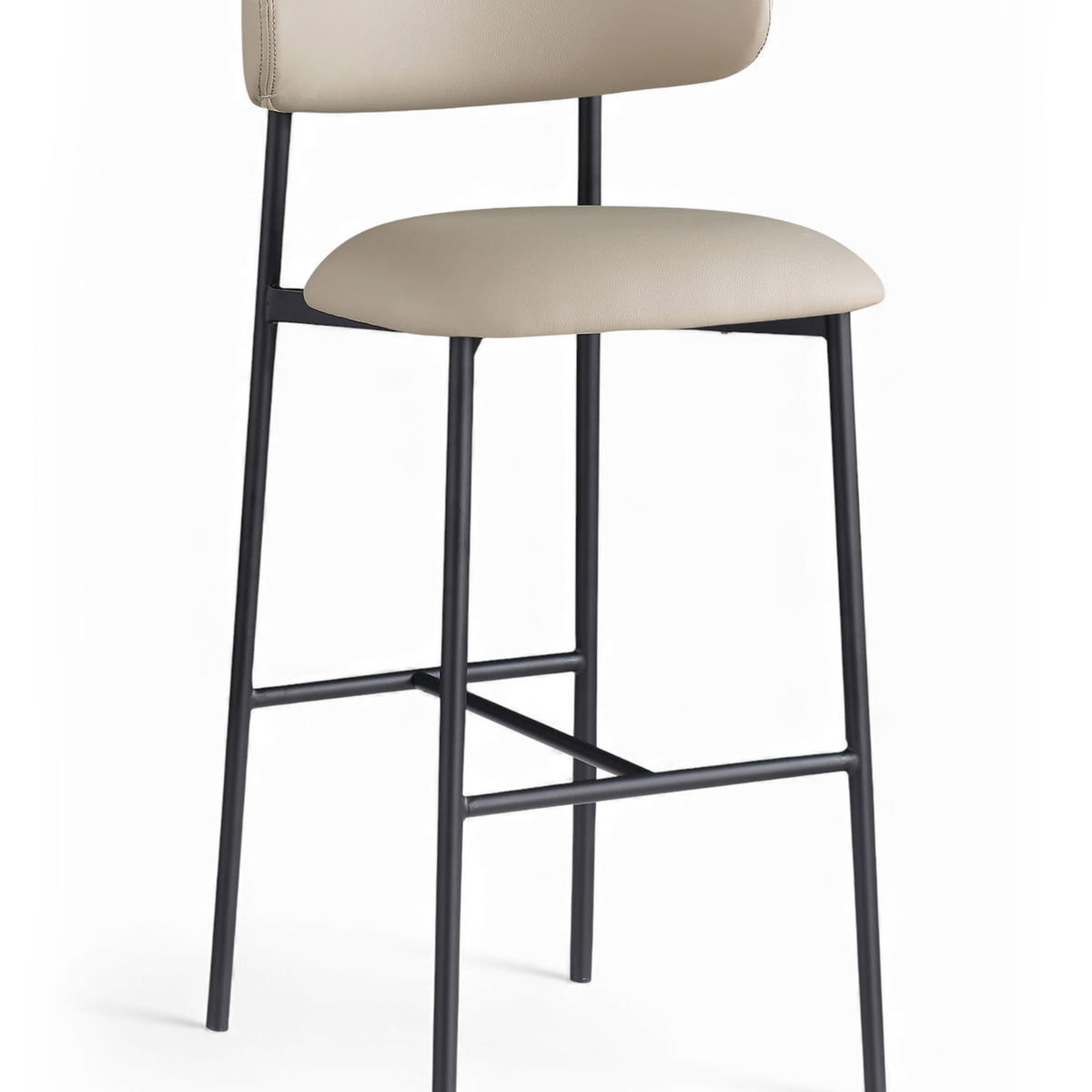 Lupita - Vegan Leather Upholstered Bar Stool (Set of 2) - Taupe / Matte Black