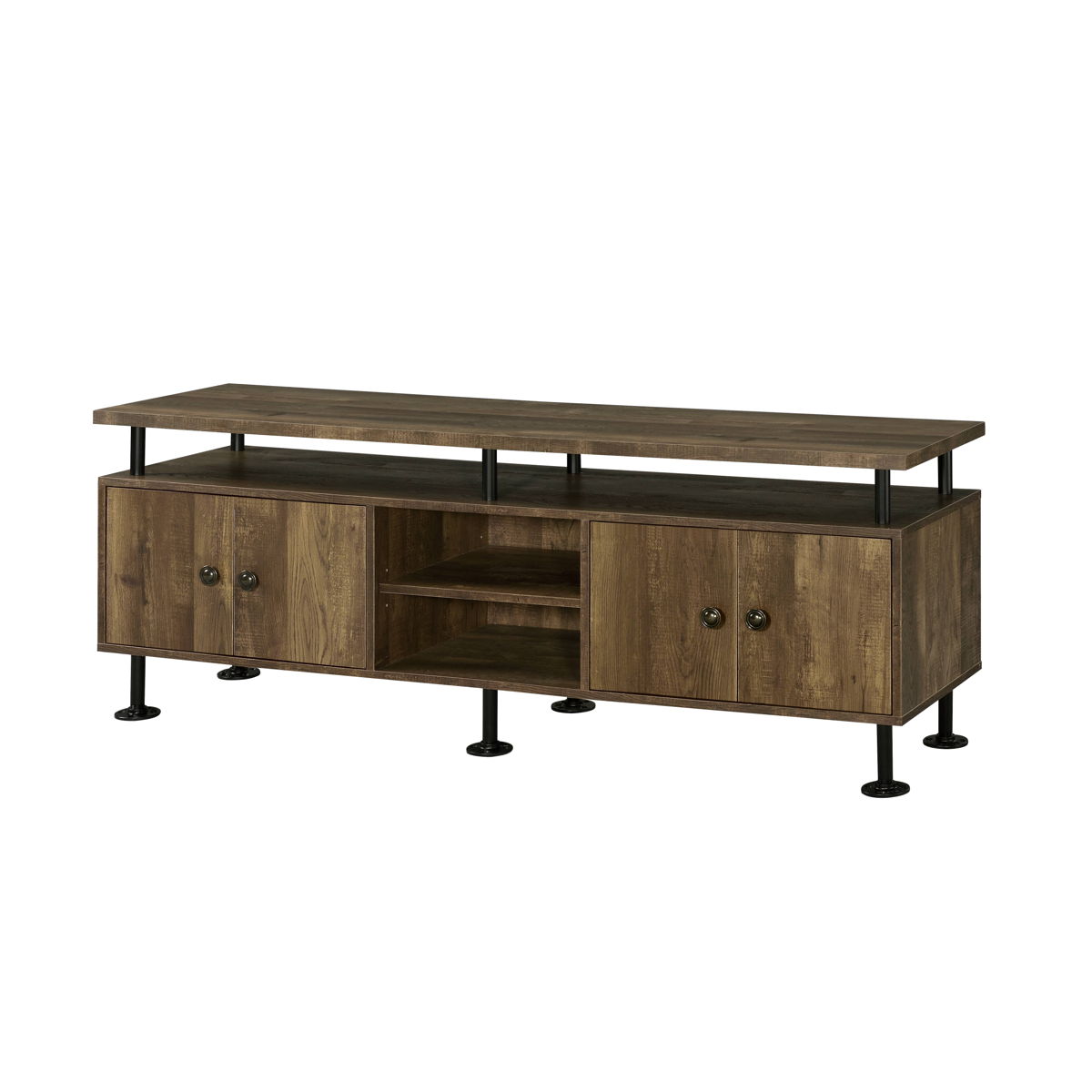 Ensata II - TV Stand - Rustic Oak / Black