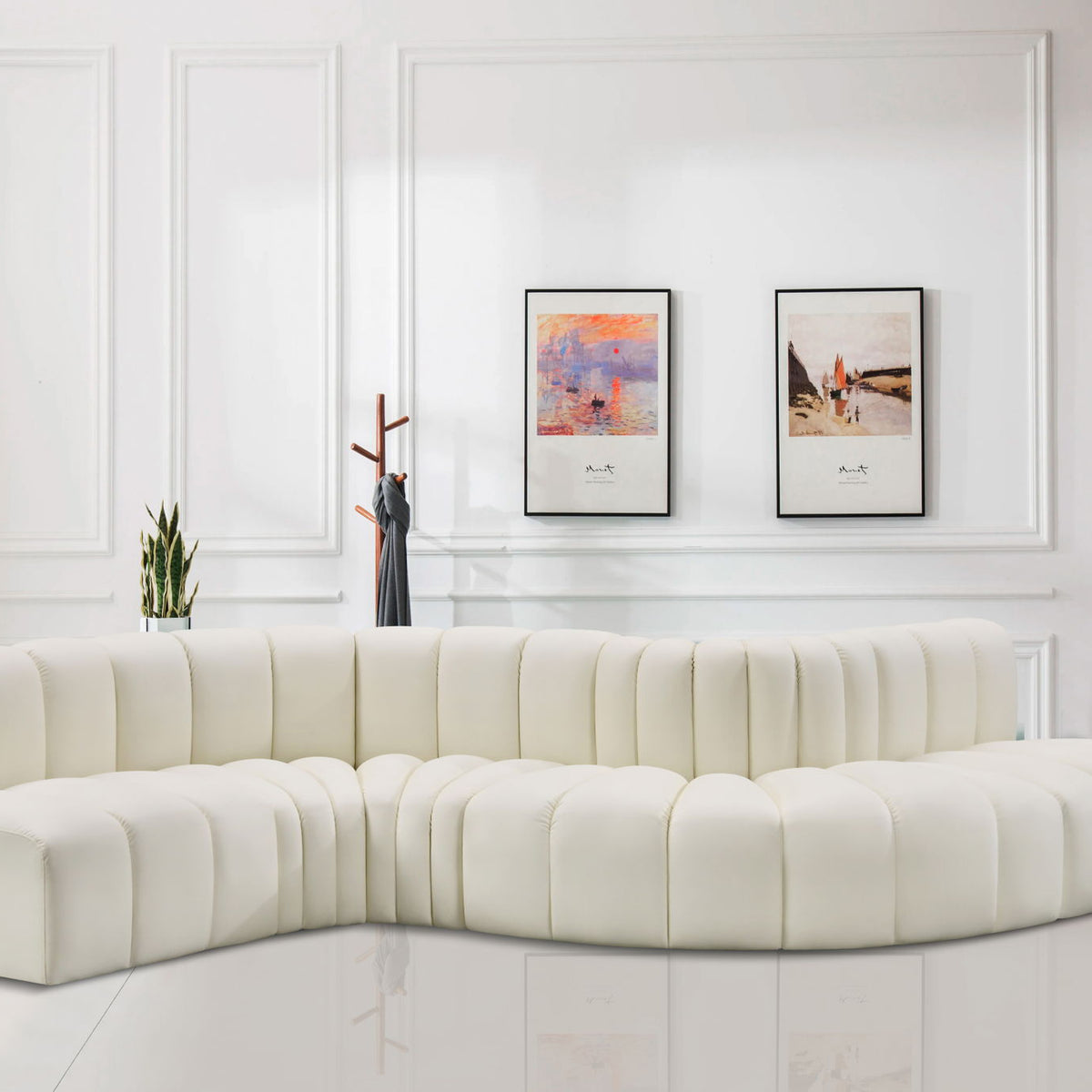 Arc - Faux Leather 6 Piece Curved Modular Sofa