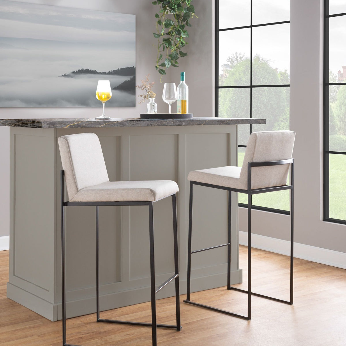 Fuji - Contemporary High Back Barstool Elegant Design