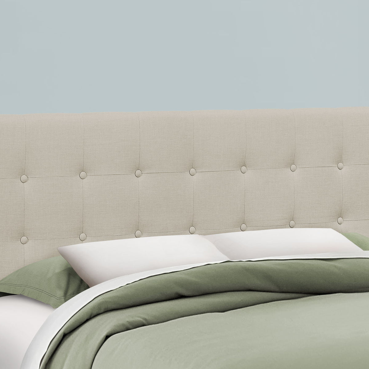 Queen Size, Bed Headboard Only, Upholstered Transitional - Beige