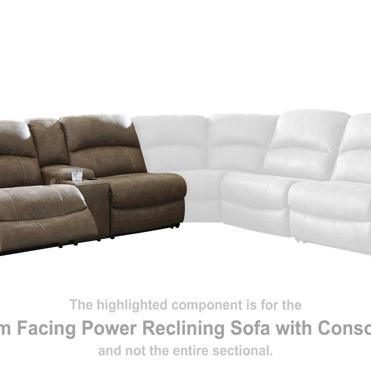 Segburg - LAF REC Power Sofa w/Console - Driftwood