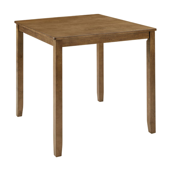 Oak square counter-height dining table with smooth tabletop and sturdy legs