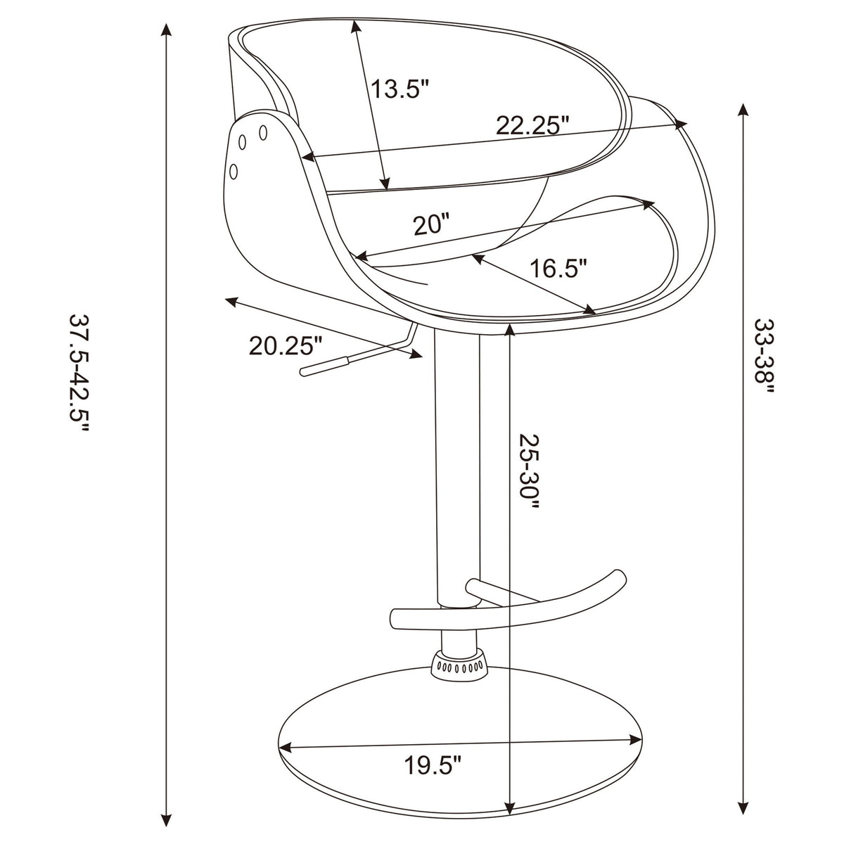 Ergonomic Adjustable Bar Stool - Ivory
