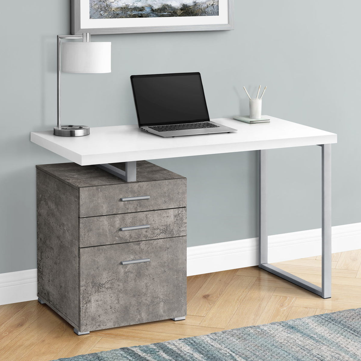 Computer Desk Left Right Set-Up Storage Drawers For Home Office