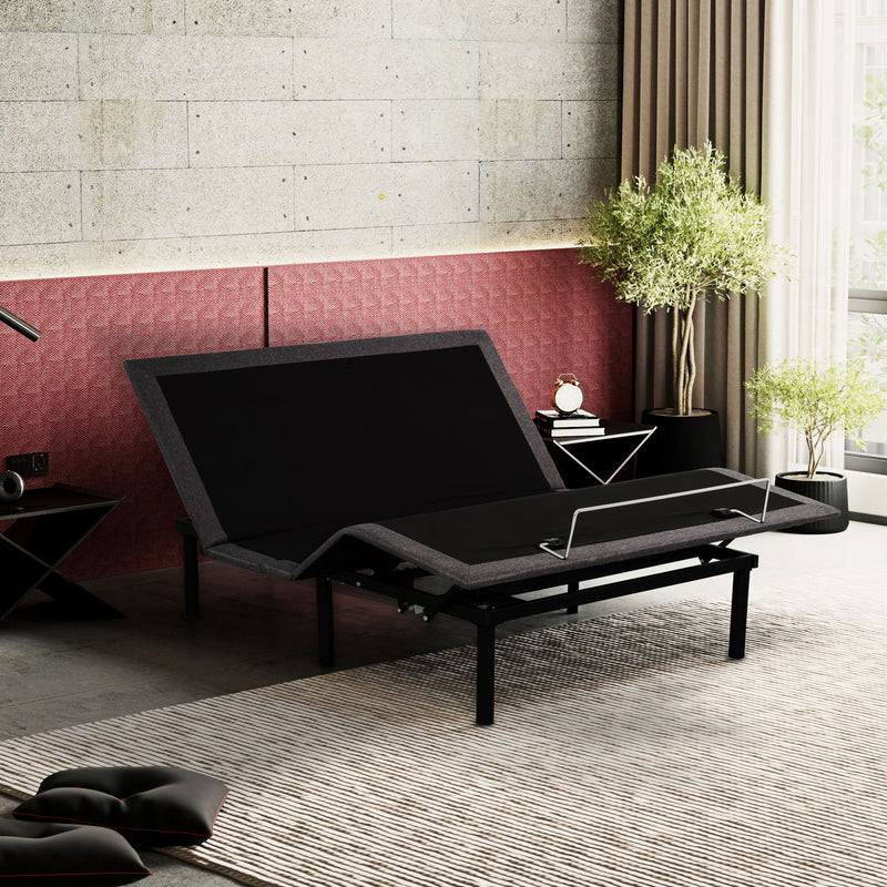 Split King Size Adjustable Bed Base With Wired Remote, Metal Frame