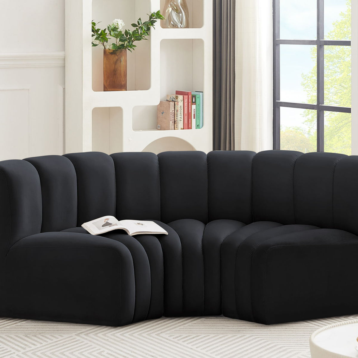 Arc - Velvet 3 Piece Modular U-Shaped Sofa