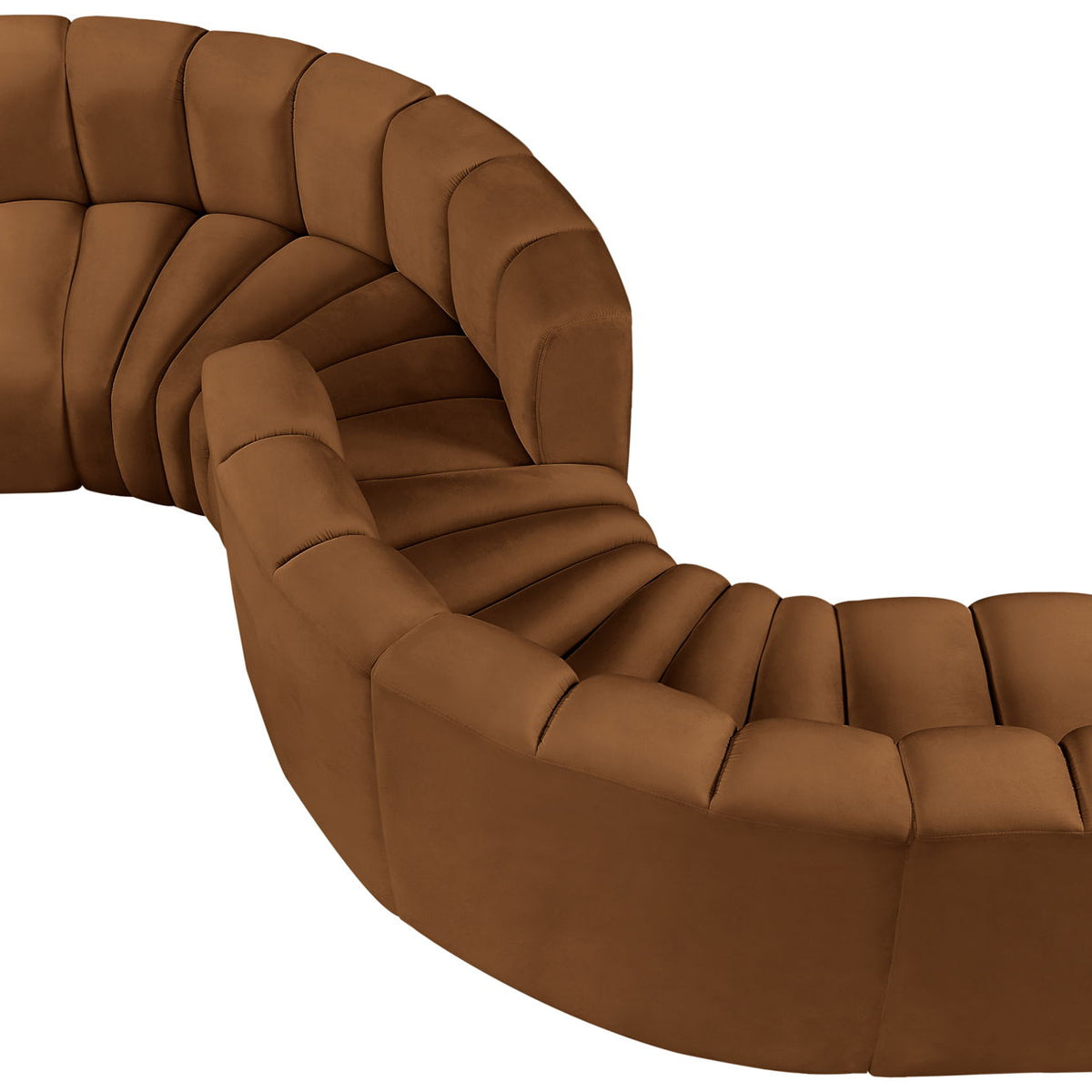Arc - Velvet 6 Piece Modular Sofa - Saddle