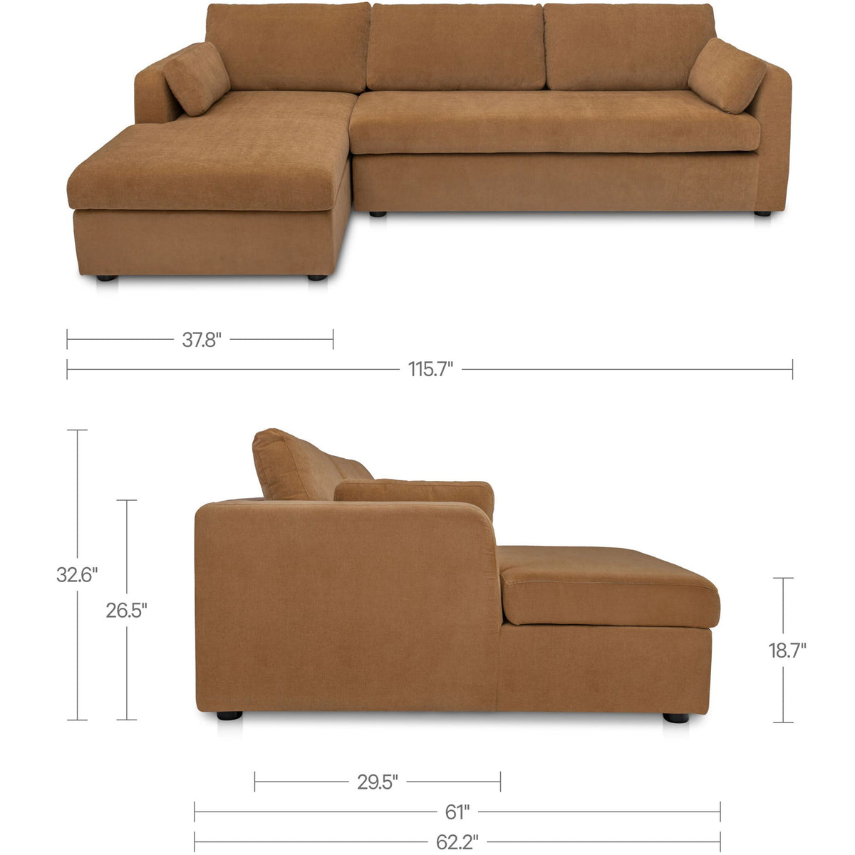 Burrow - Sleeper Sectional With Left Storage Chaise - Ginger