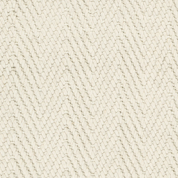 Close-up chenille herringbone rug texture, off-white zigzag weave