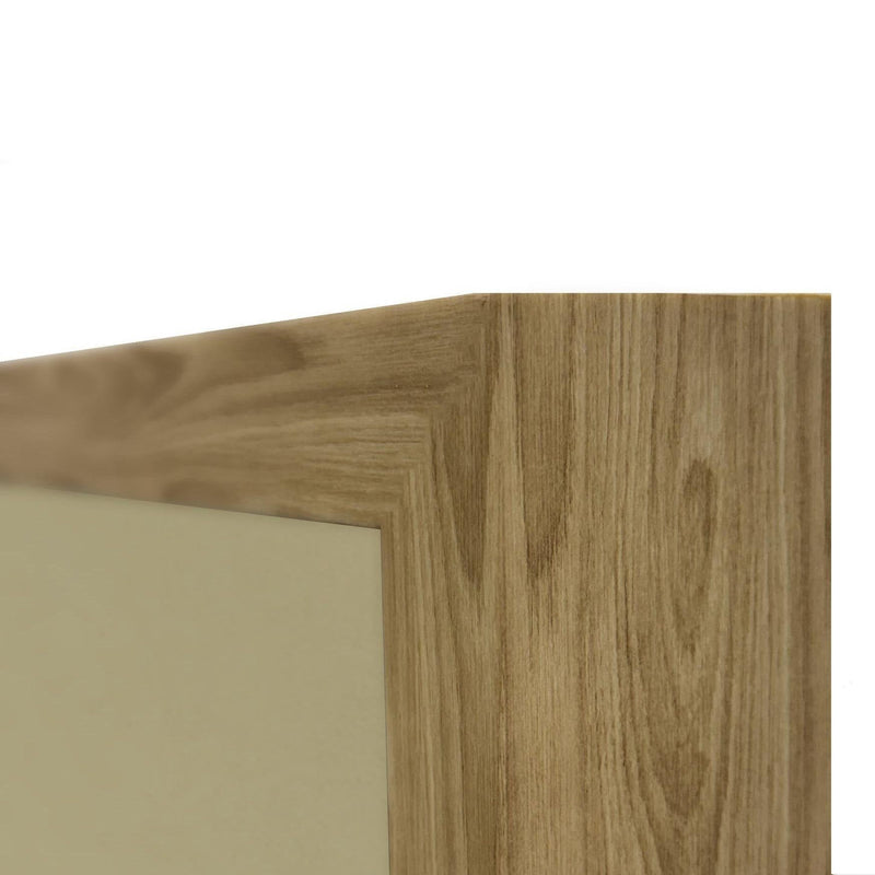 Wood frame corner with mitered edge detail on wall art