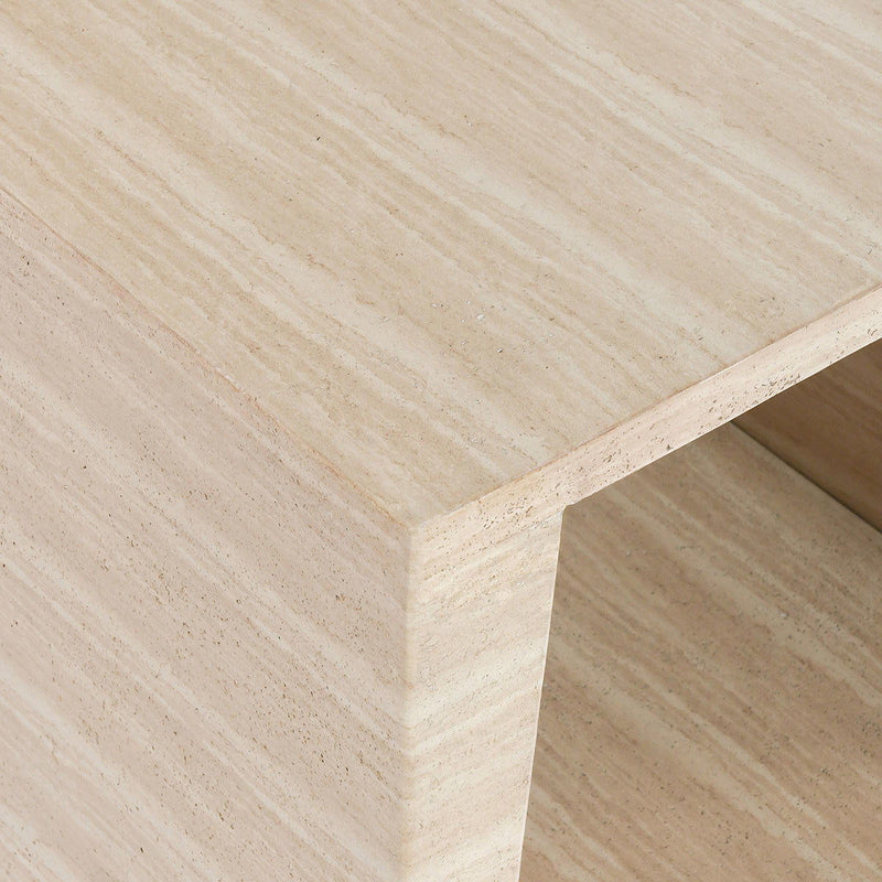 Rosen - Outdoor Concrete Rectangle End Table - Travertine