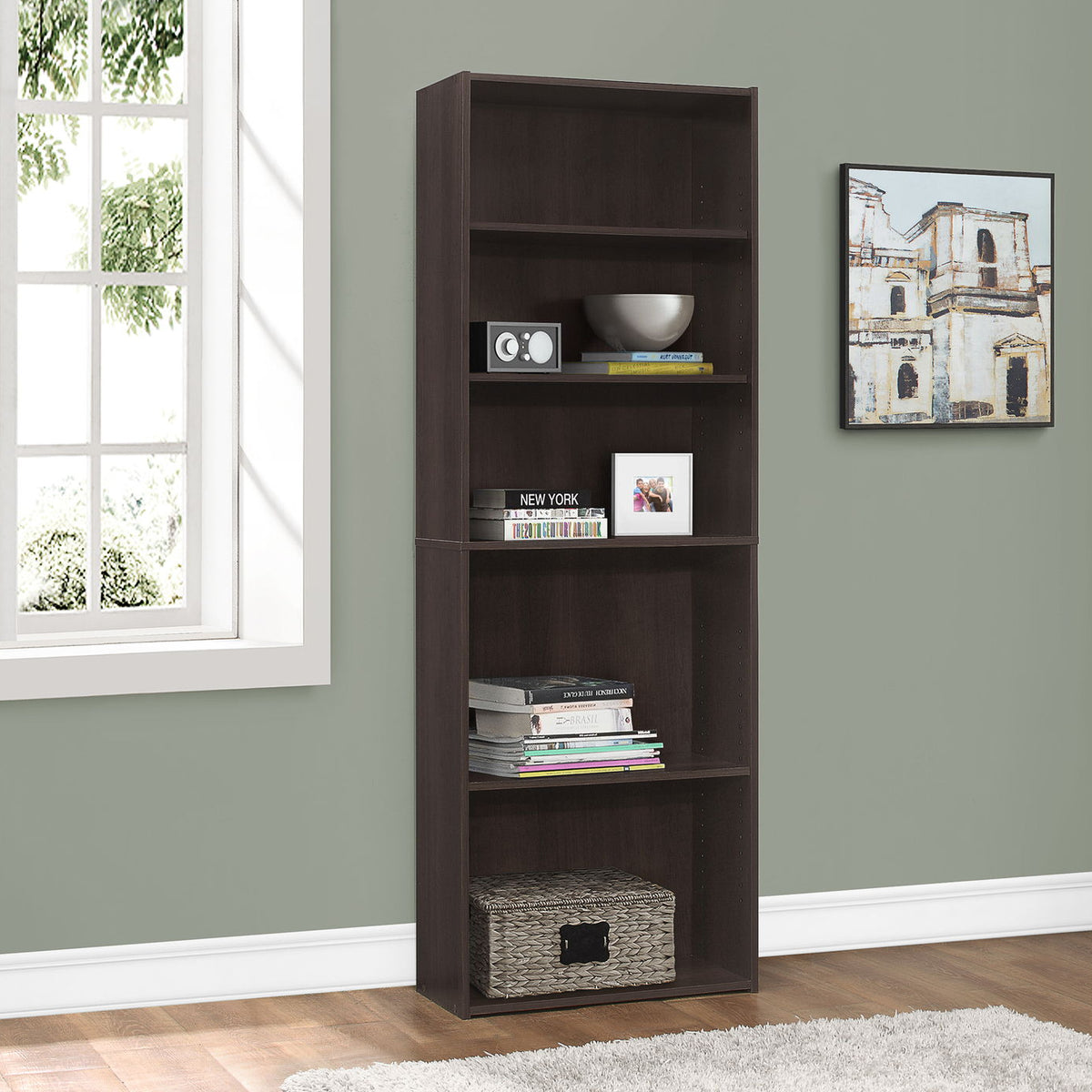 Bookshelf, Bookcase, 6 Tier, For Office, Transitional