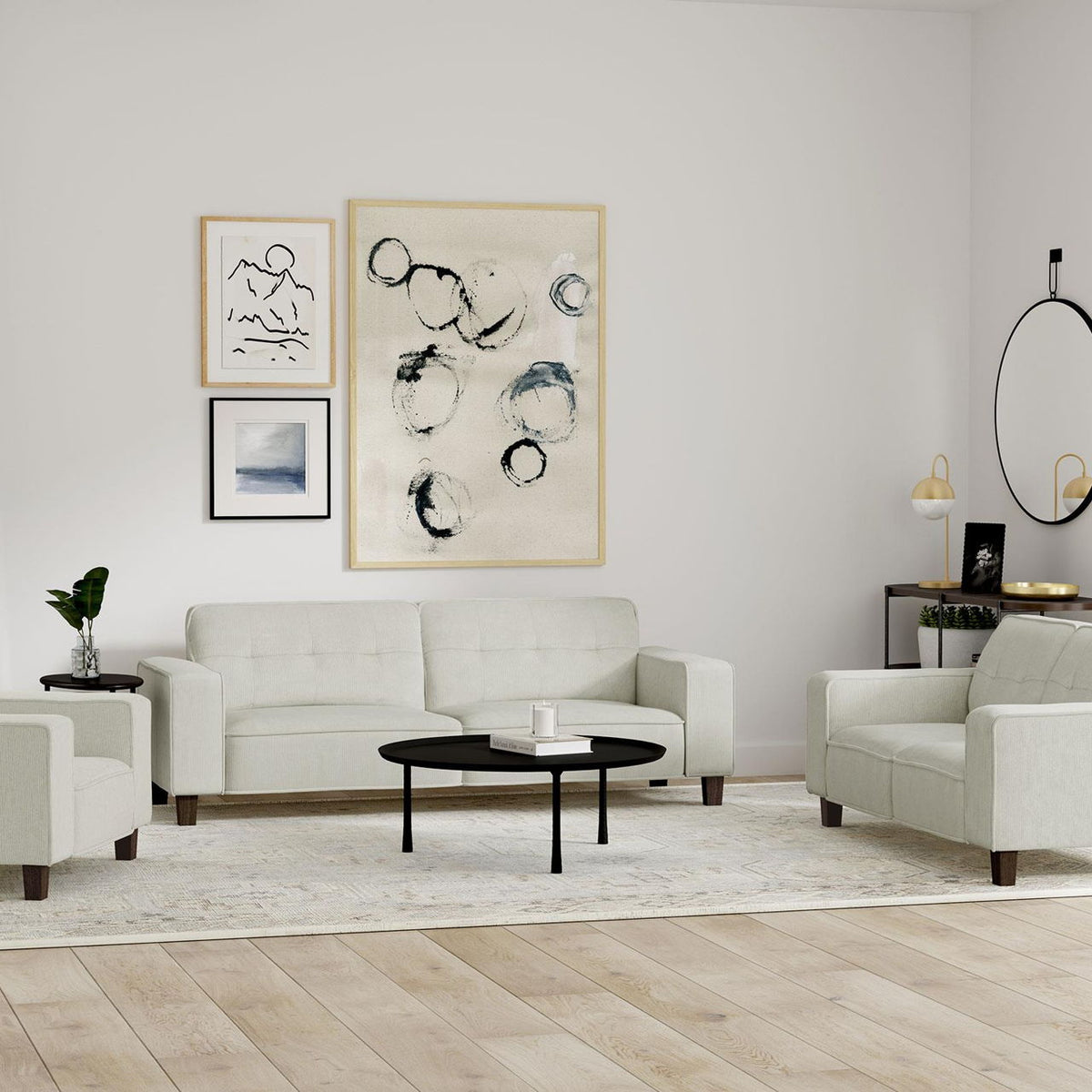 Deerhurst 3-piece Upholstered Track Arm Sofa Set Greige