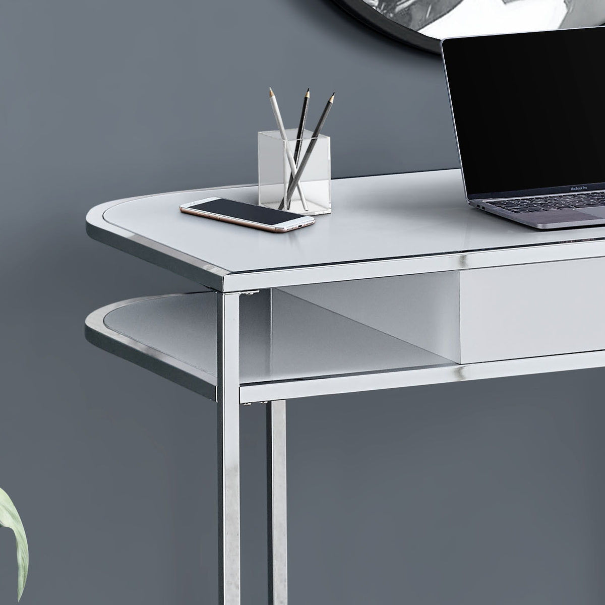 Computer Desk For Home Office, Laptop, Storage Drawers, Contemporary And Modern - White