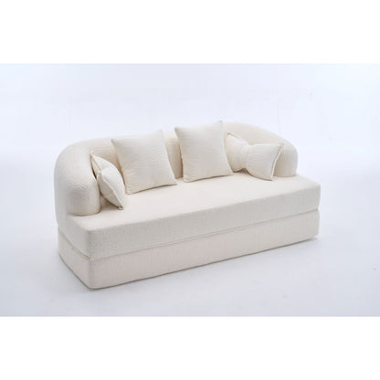 Foldable Sofa Bed, Boneless Couch Convertible Sleeper With 4 Pillows