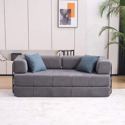 Folding Sofa Bed, 78.5' Convertible Couch Bed with 2 Pillows, Fold Out Couch, Foam Spring Floor Mattress, Futon Couch for Living Room, Office, Apartment