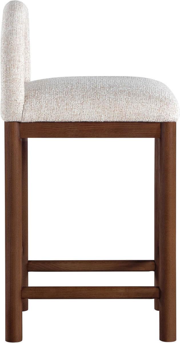 Conrad - Linen Counter Stool With Brown Legs