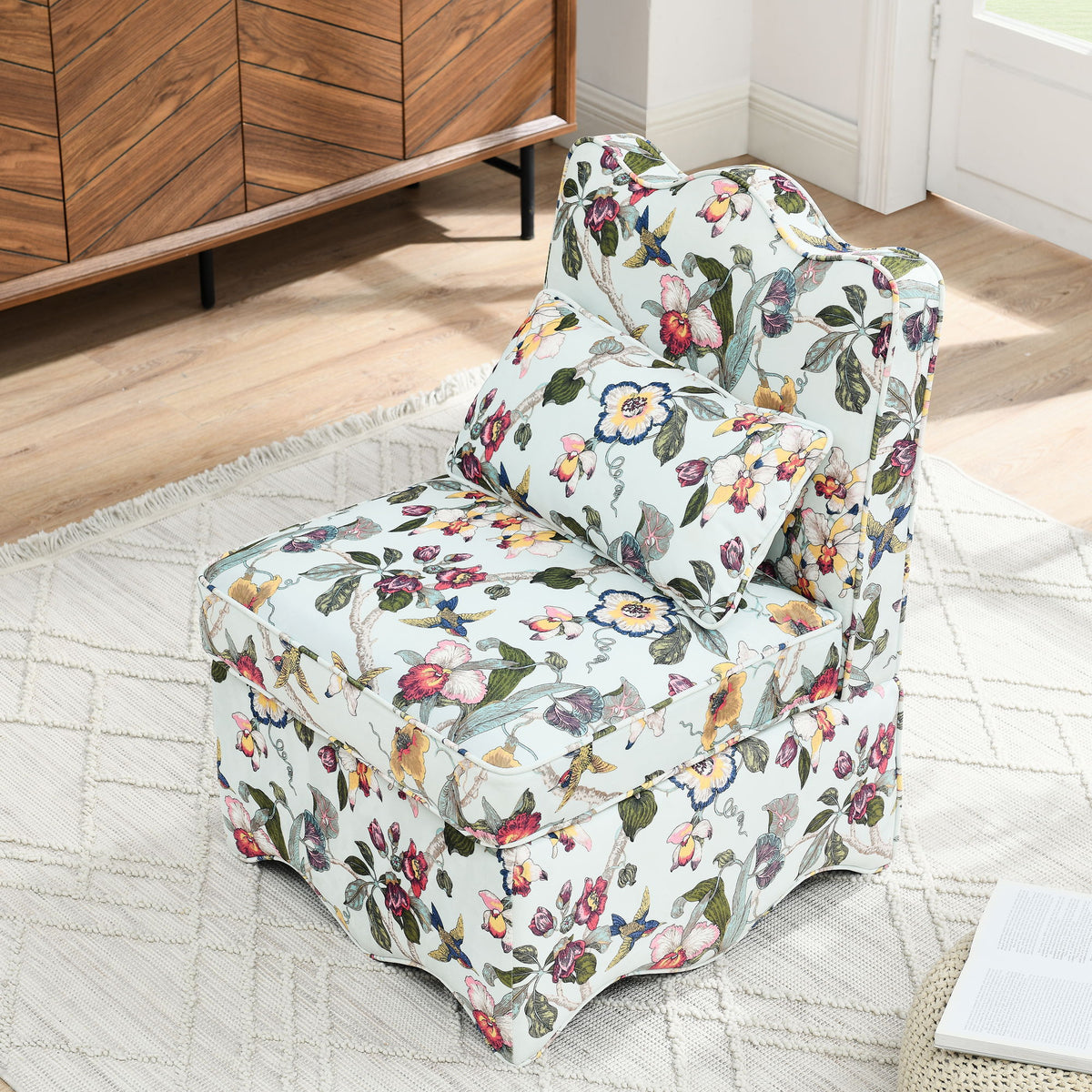 Stylish Flannel Dining Chair With Soft Cushion And Backrest